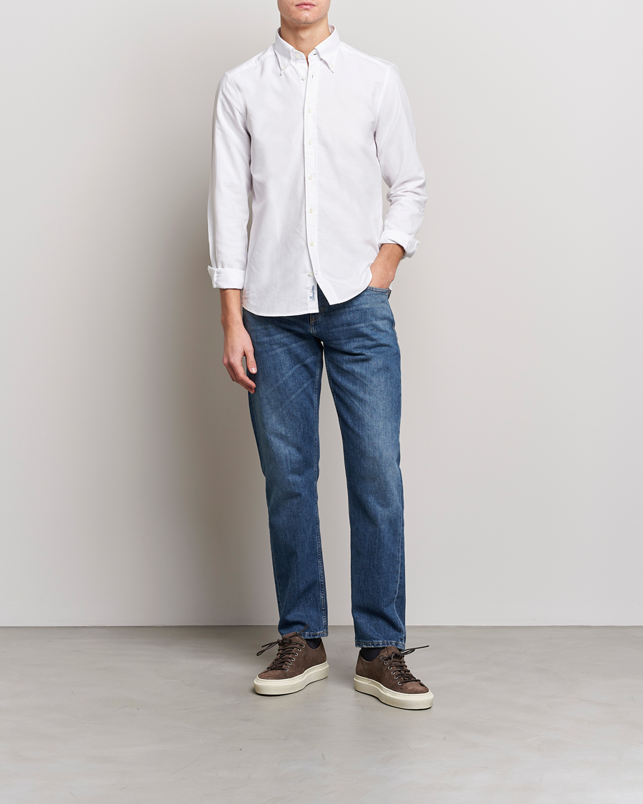 Heren | Overhemden | Stenströms | Slimline Oxford Shirt White