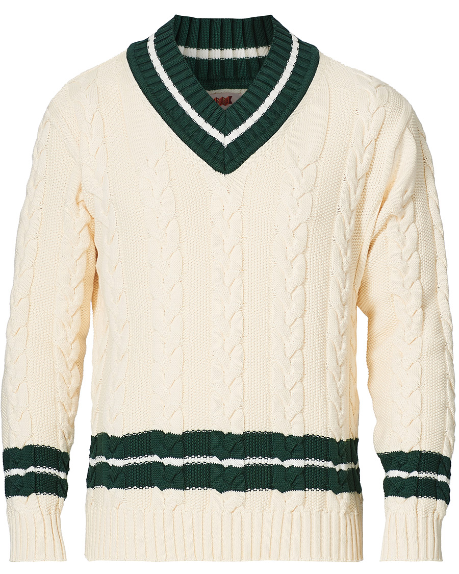Homme | Pulls Et Tricots | Baracuta | Cotton Cable V-Neck Off White