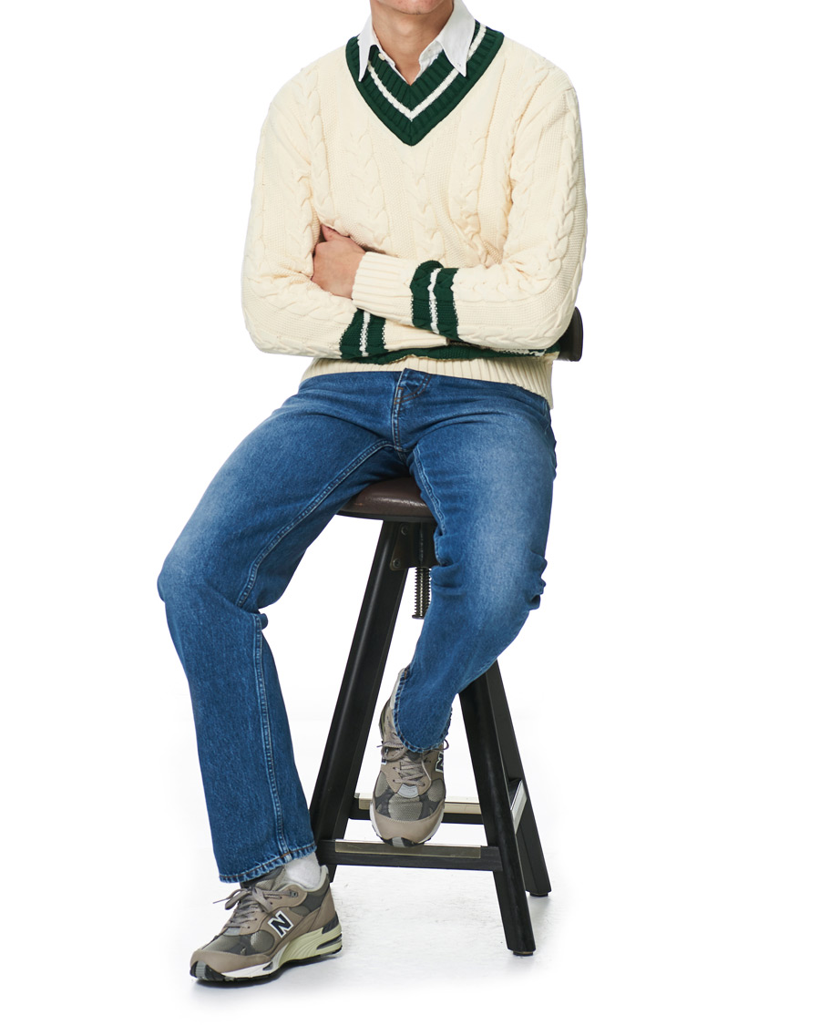 Homme | Pulls Et Tricots | Baracuta | Cotton Cable V-Neck Off White