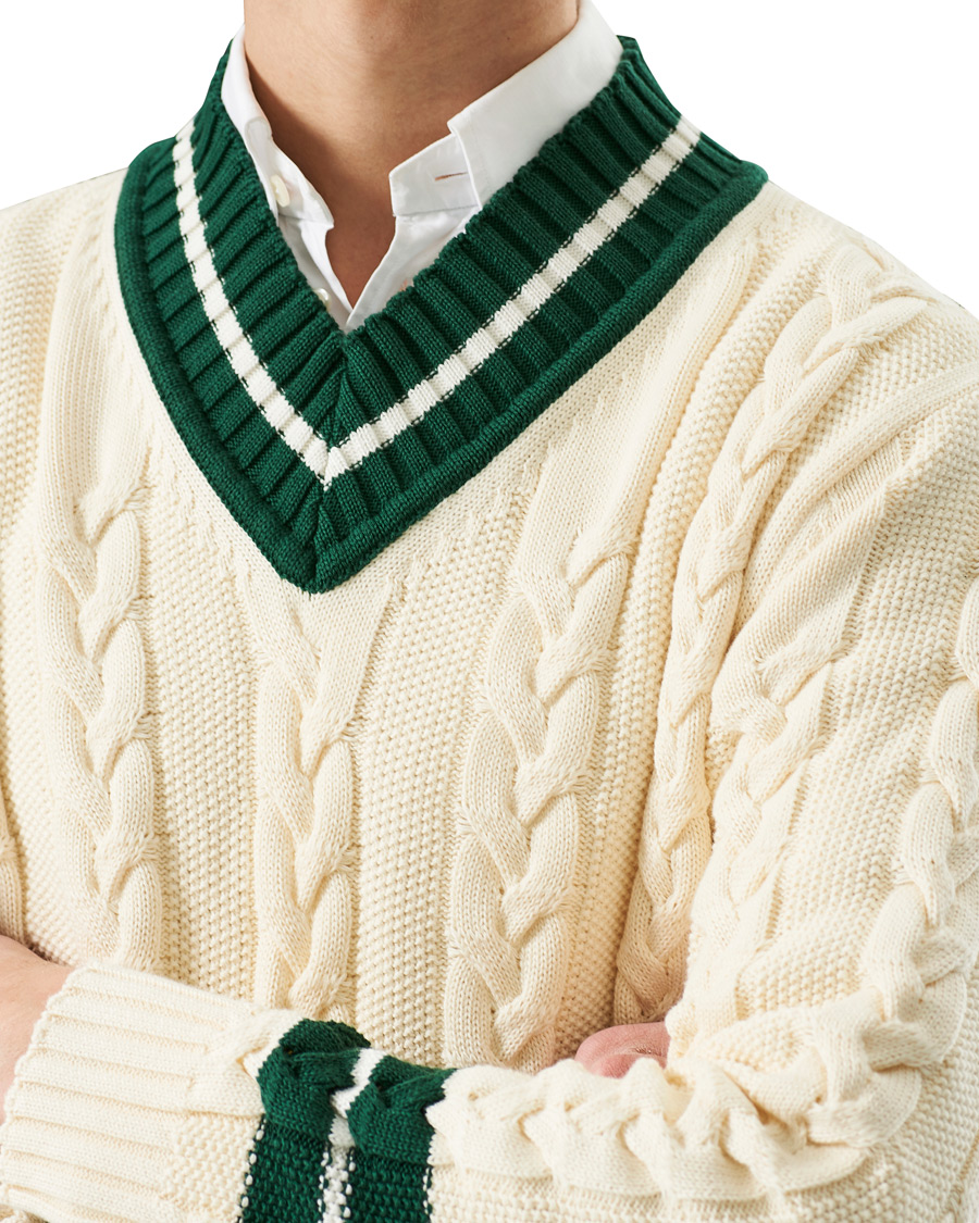 Homme | Pulls Et Tricots | Baracuta | Cotton Cable V-Neck Off White