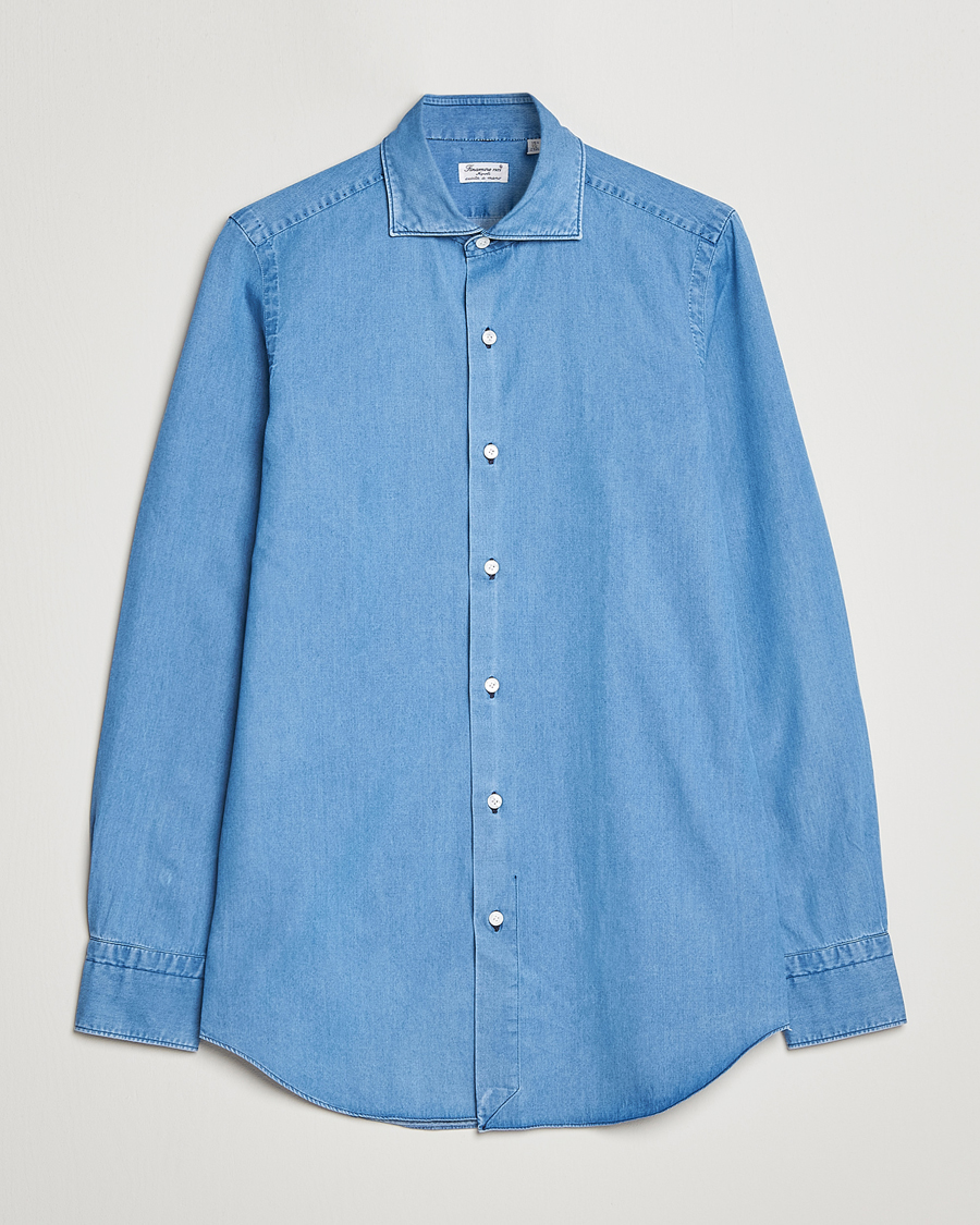Homme | Chemises | Finamore Napoli | Milano Slim Denim Shirt Light Indigo