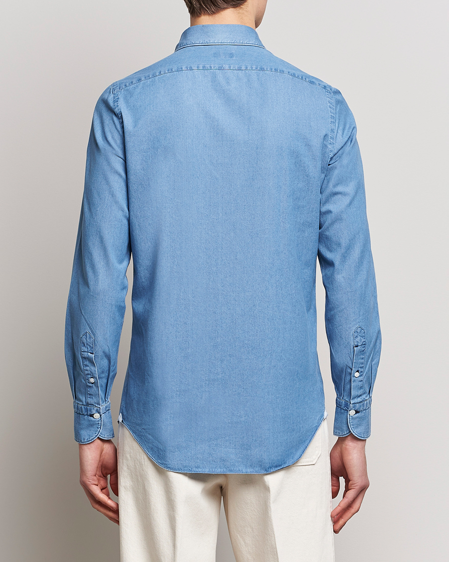 Homme | Chemises | Finamore Napoli | Milano Slim Denim Shirt Light Indigo