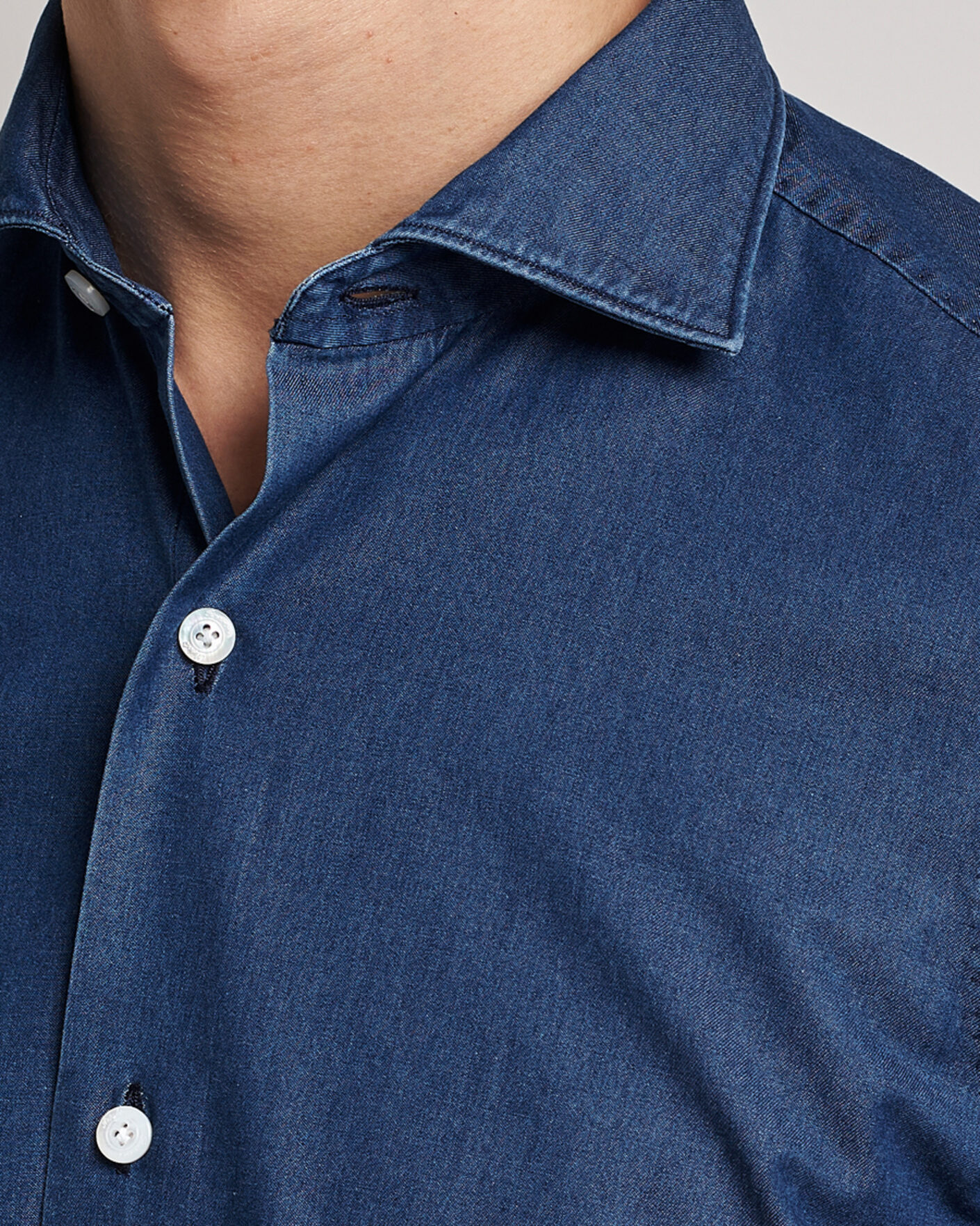 Heren | Overhemden | Finamore Napoli | Milano Slim Denim Shirt Dark Indigo