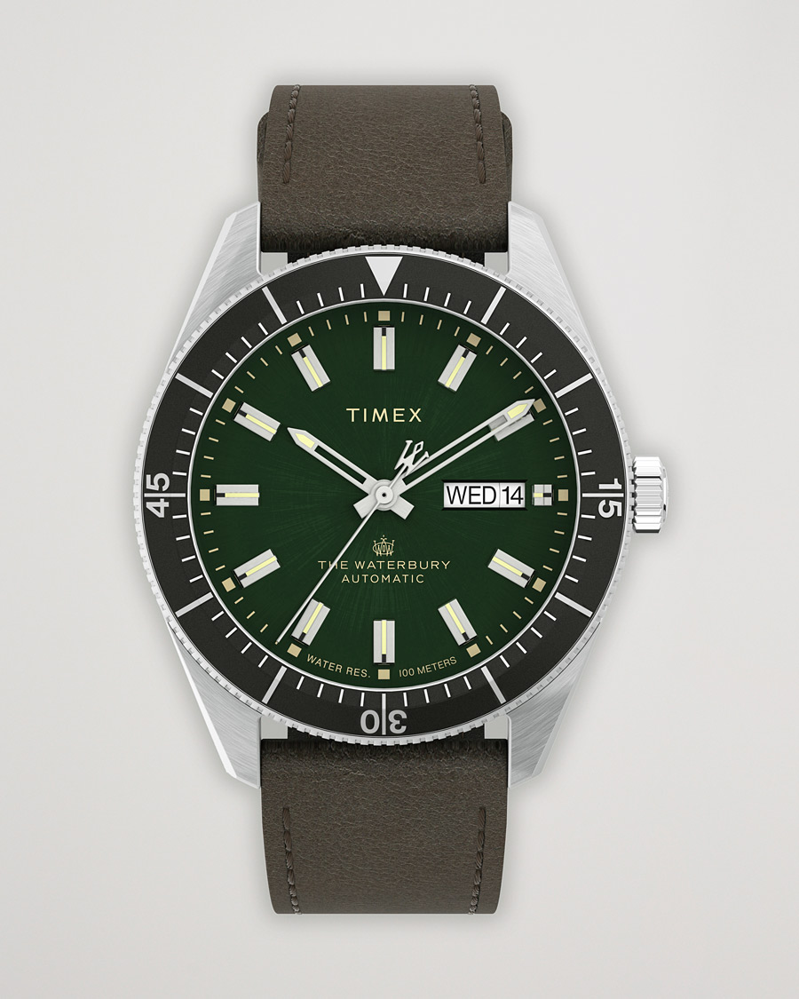 Homme | Timex Waterbury Diver Automatic 40mm Leather/Green Dial | Timex | Waterbury Diver Automatic 40mm Leather/Green Dial