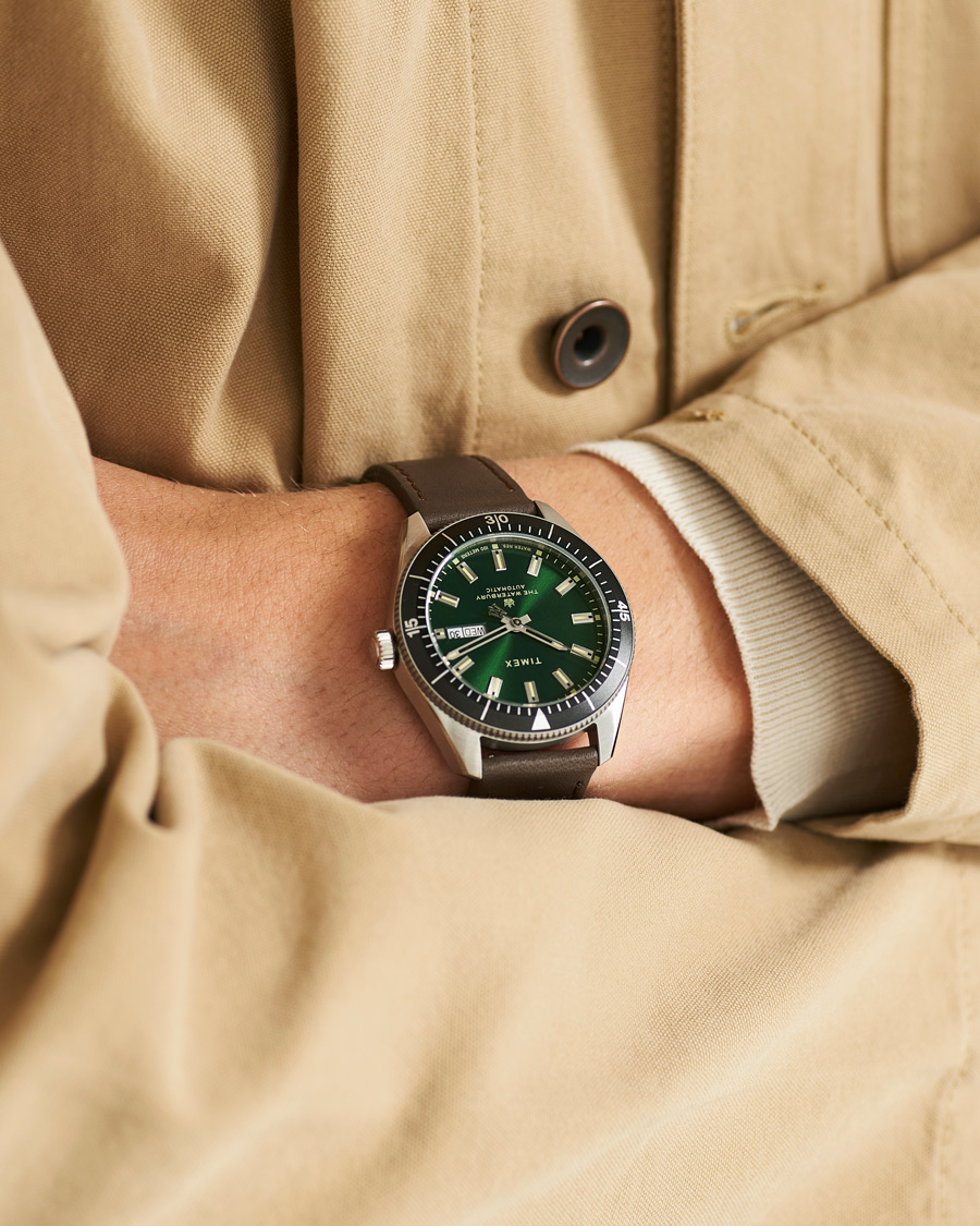 Homme | Timex Waterbury Diver Automatic 40mm Leather/Green Dial | Timex | Waterbury Diver Automatic 40mm Leather/Green Dial