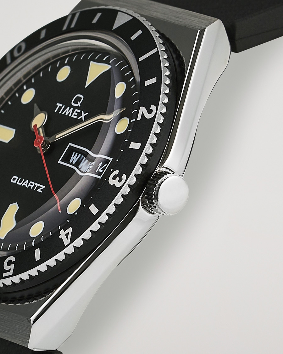 Heren | Timex Q Diver 38mm Rubber Strap Black | Timex | Q Diver 38mm Rubber Strap Black