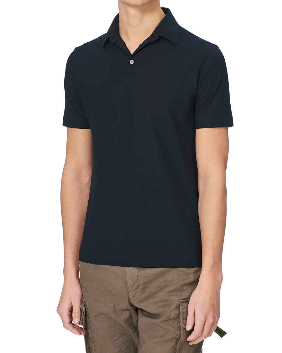 Homme | Polos | Zanone | Ice Cotton Short Sleeve Polo Navy