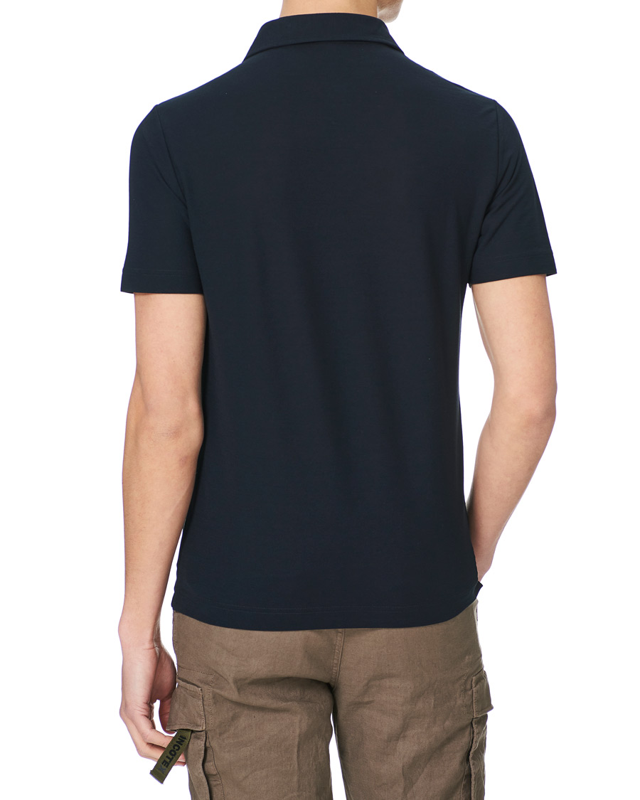Homme | Polos | Zanone | Ice Cotton Short Sleeve Polo Navy