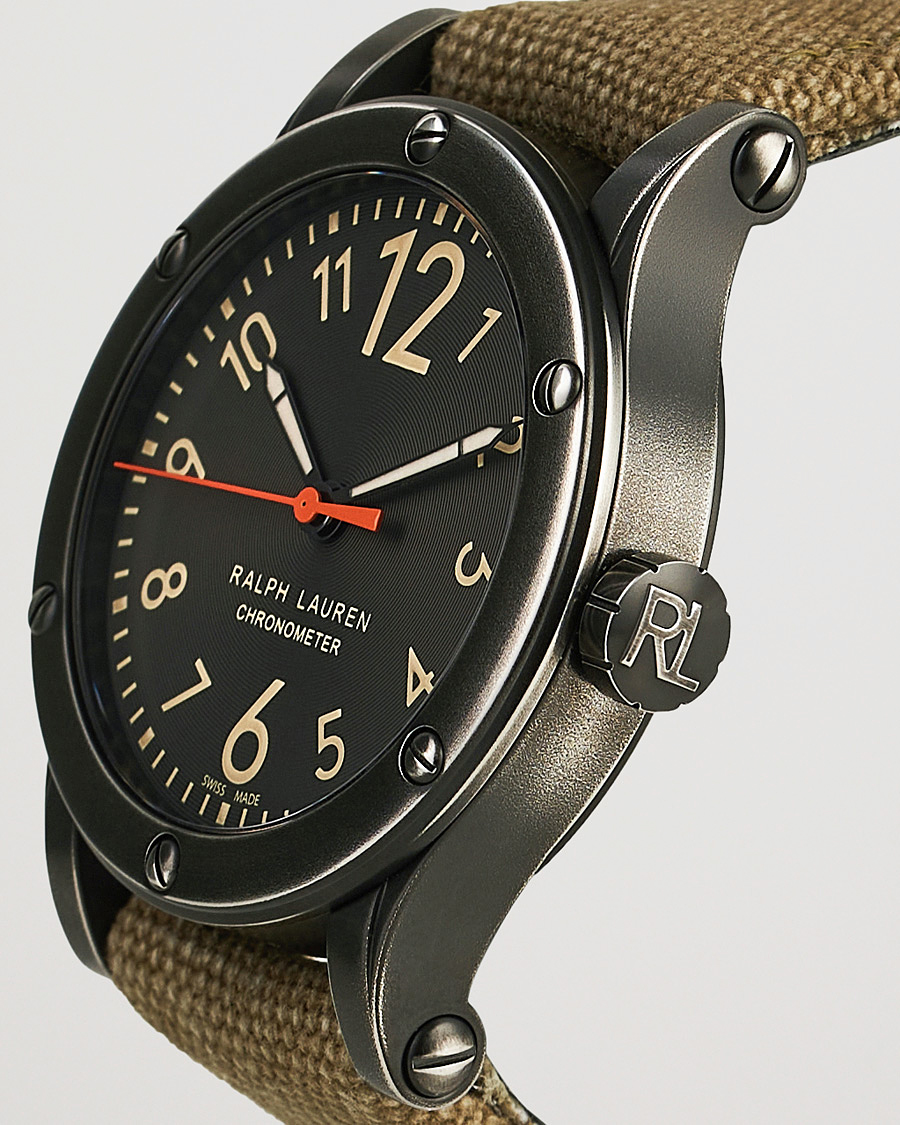 Heren | Polo Ralph Lauren 45mm Safari Chronometer Black Steel/Canvas Strap | Polo Ralph Lauren | 45mm Safari Chronometer Black Steel/Canvas Strap