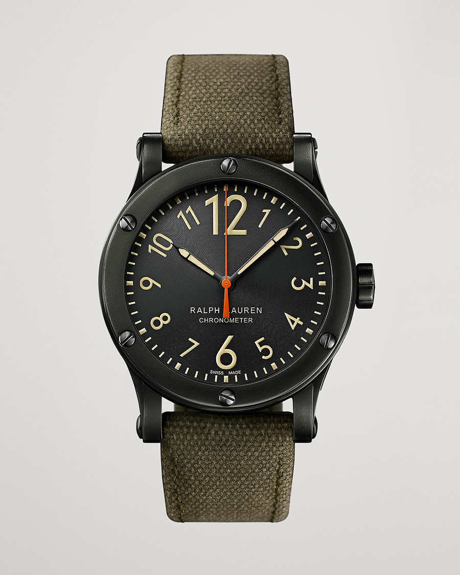 Heren | Polo Ralph Lauren 39mm Safari Chronometer Black Steel/Canvas Strap | Polo Ralph Lauren | 39mm Safari Chronometer Black Steel/Canvas Strap