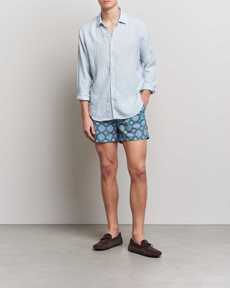 Homme | Maillots De Bain | Ripa Ripa | Maestrale Printed Swimshorts Green/Blue