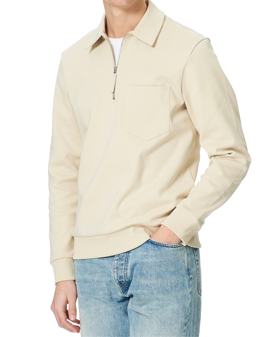 Heren | Truien | A Day's March | Cabot Half-Zip Polo Sweater Sand