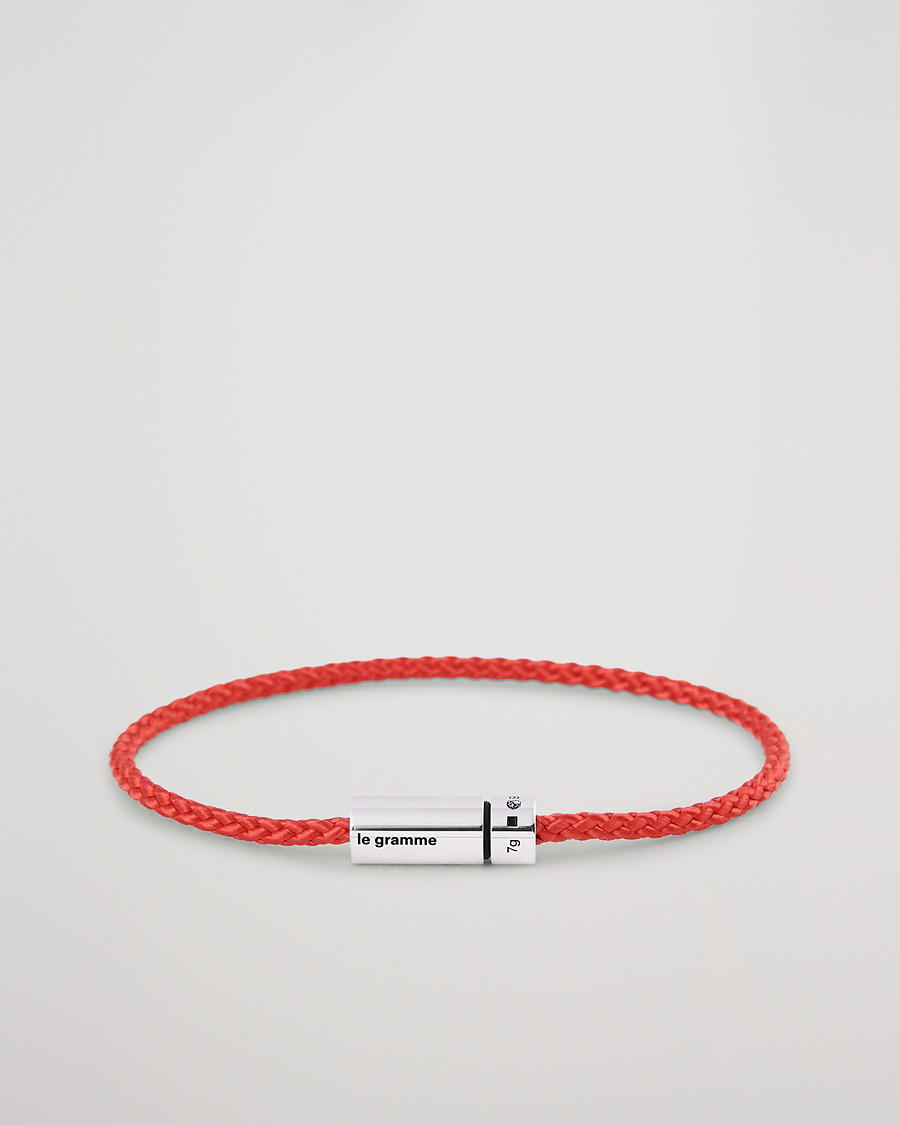 Homme | LE GRAMME Nato Cable Bracelet Red/Sterling Silver 7g | LE GRAMME | Nato Cable Bracelet Red/Sterling Silver 7g