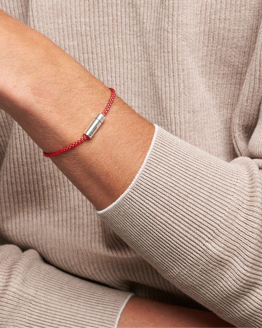Homme | LE GRAMME Nato Cable Bracelet Red/Sterling Silver 7g | LE GRAMME | Nato Cable Bracelet Red/Sterling Silver 7g