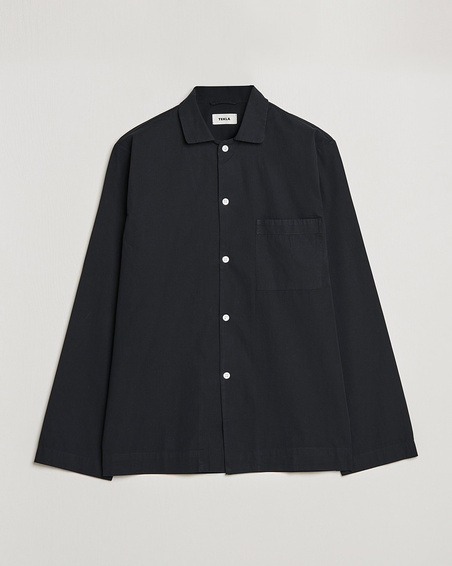 Homme | Tekla Poplin Pyjama Shirt All Black | Tekla | Poplin Pyjama Shirt All Black