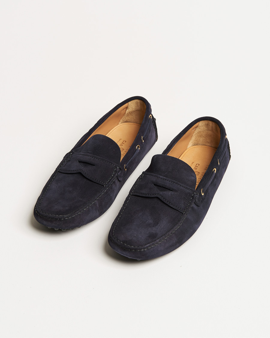 Homme | Car Shoe Driver Penny Moccasin Navy Suede | Car Shoe | Driver Penny Moccasin Navy Suede