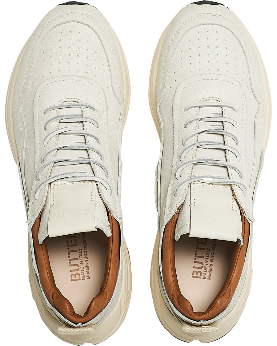 Heren | Buttero Vinci Bianchetto Leather Running Sneaker Off White | Buttero | Vinci Bianchetto Leather Running Sneaker Off White