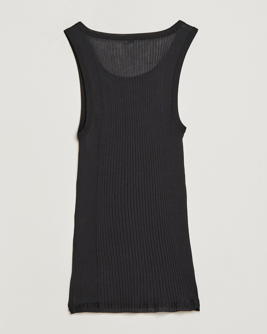 Homme | T-shirts | Zimmerli of Switzerland | Ribbed Mercerized Cotton Tank Top Black