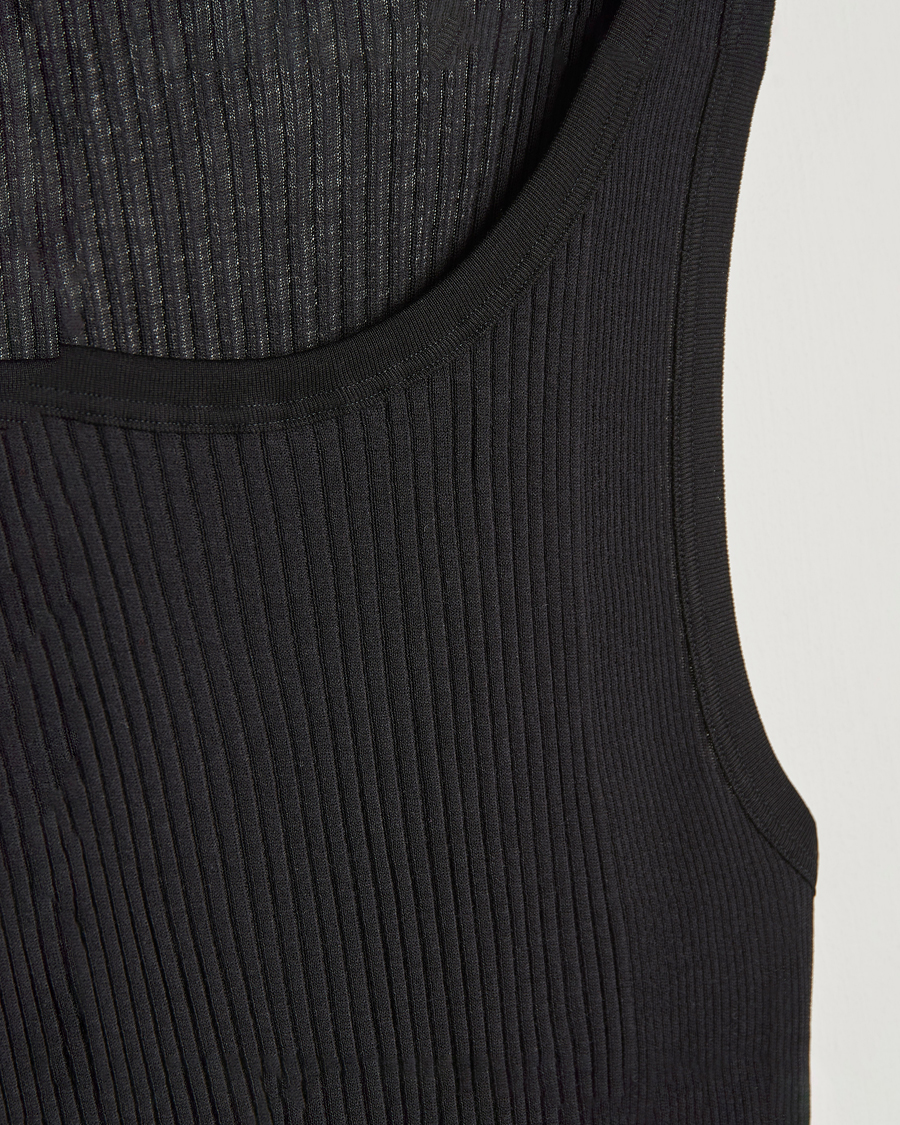Homme | T-shirts | Zimmerli of Switzerland | Ribbed Mercerized Cotton Tank Top Black