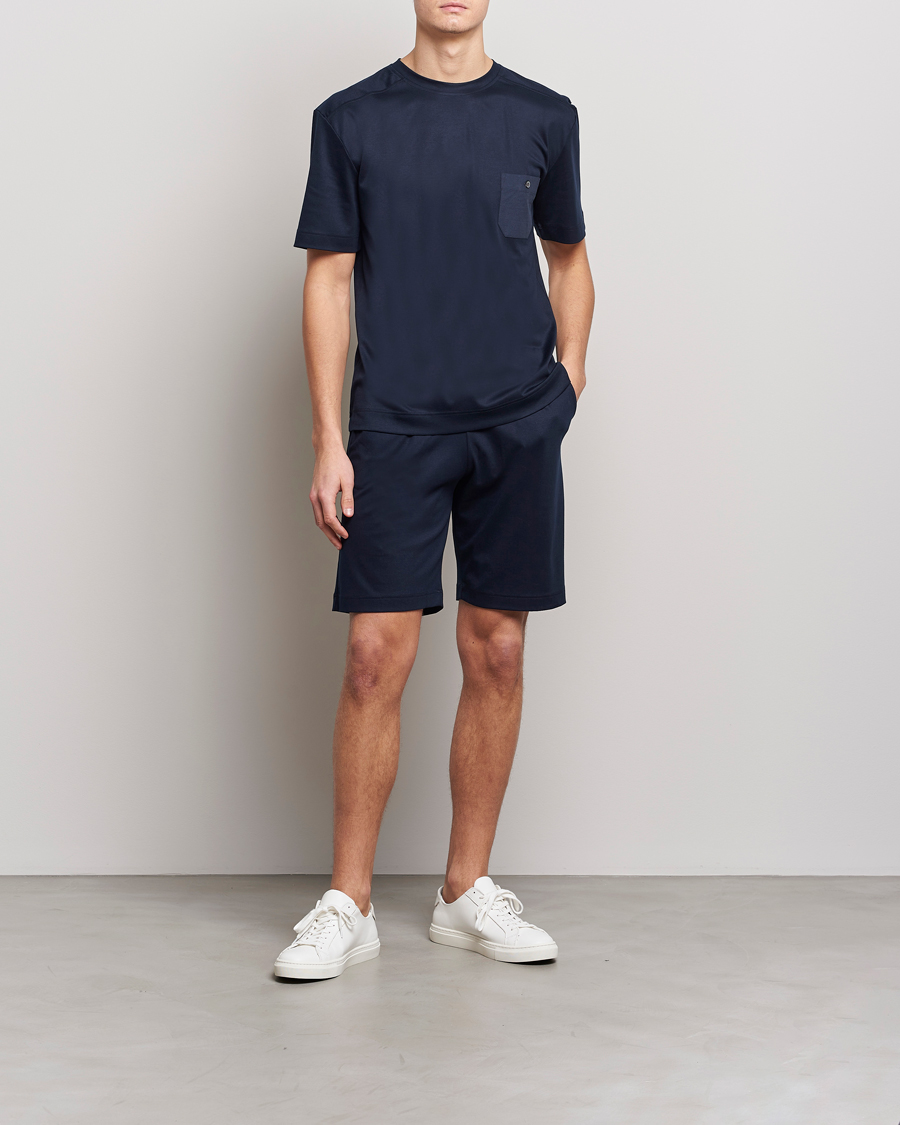 Heren | Pyjama's en gewaden | Zimmerli of Switzerland | Cotton/Modal Crew Neck Loungwear T-Shirt Midnight