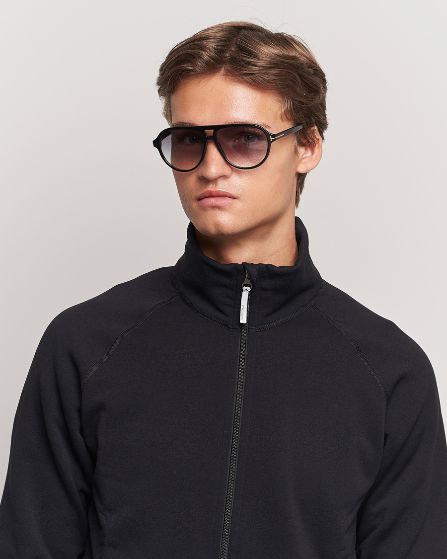 Homme | Lunettes De Soleil | Tom Ford | Jeffrey Sunglasses Shiny Black/Gradient Smoke