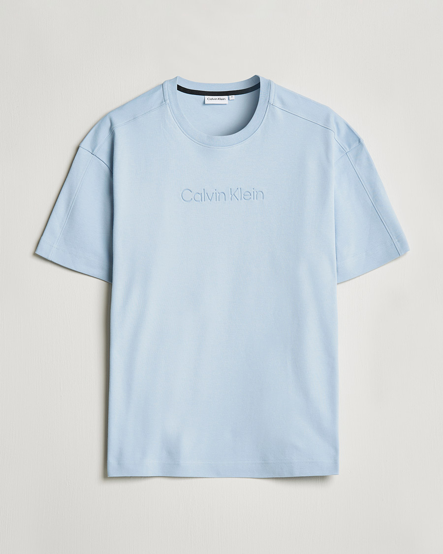 Heren | T-shirts | Calvin Klein | Debossed Logo Crew Neck Tee Bayshore Blue