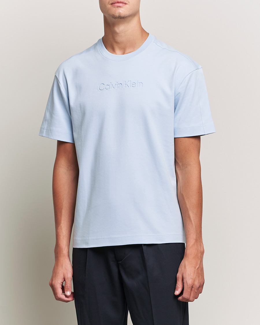 Heren | T-shirts | Calvin Klein | Debossed Logo Crew Neck Tee Bayshore Blue