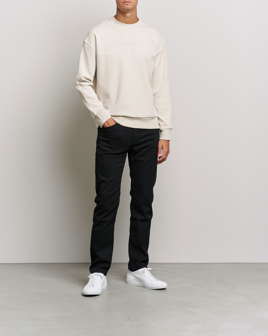 Homme | Pulls Et Tricots | Calvin Klein | Debossed Logo Crew Neck Sweatshirt Stony Beige