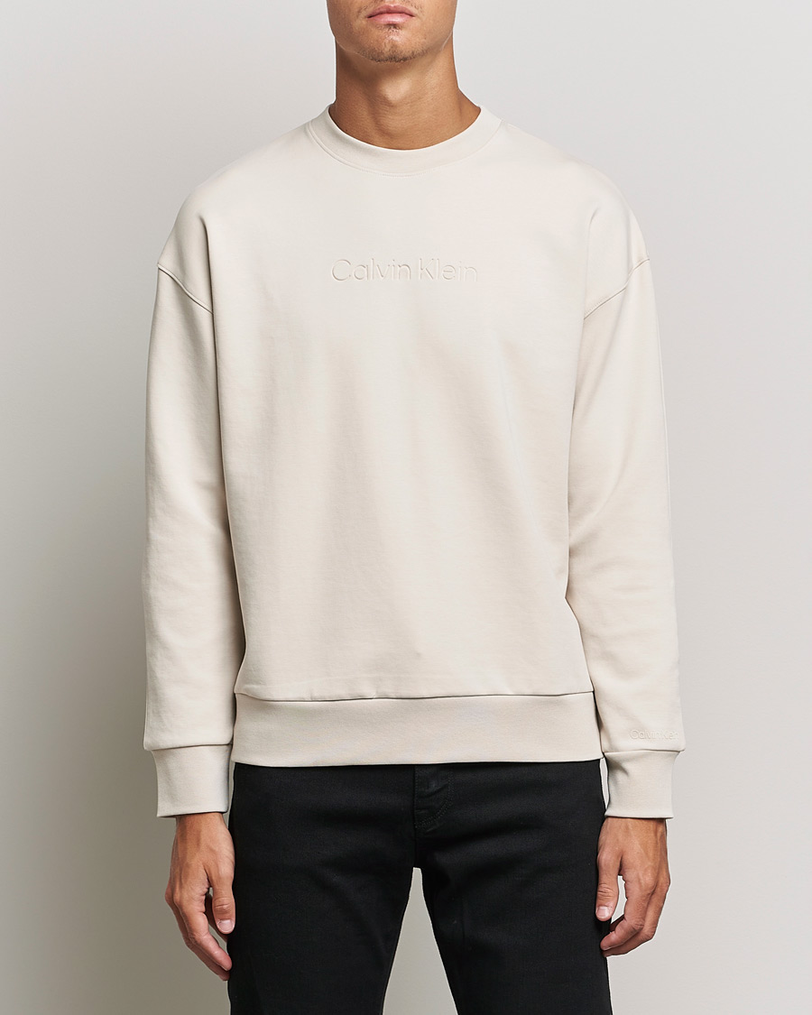Homme | Pulls Et Tricots | Calvin Klein | Debossed Logo Crew Neck Sweatshirt Stony Beige