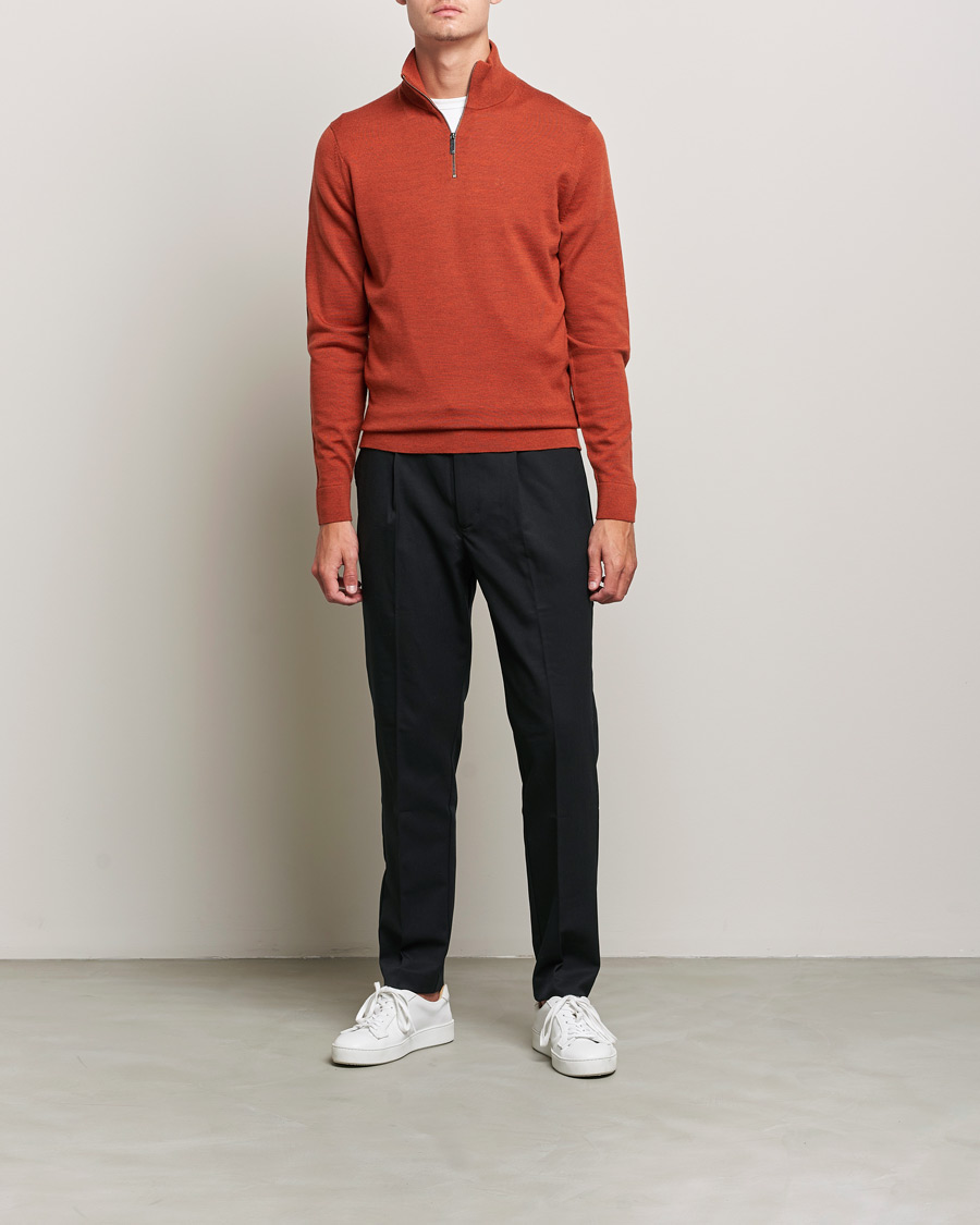 Homme | Pulls Et Tricots | Calvin Klein | Superior Wool Knitted Half Zip Gingerbread Brown