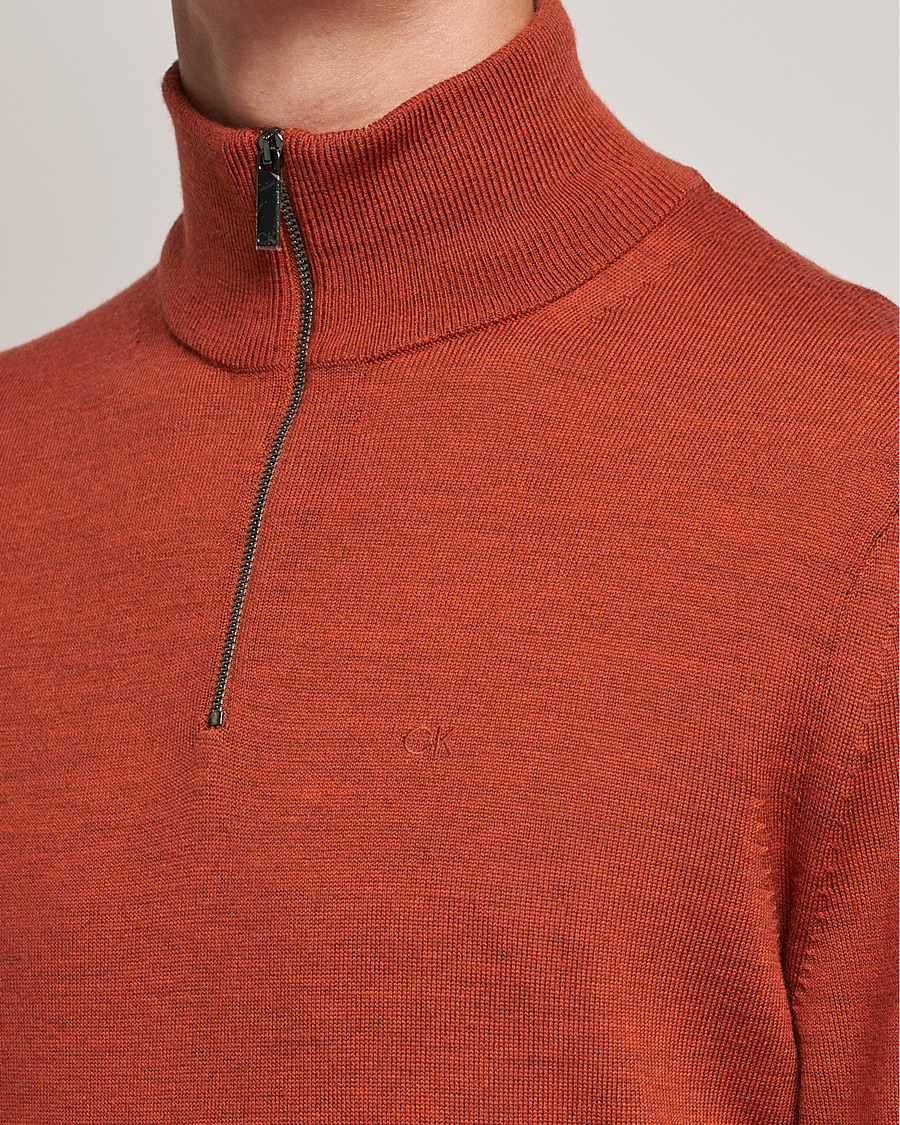 Homme | Pulls Et Tricots | Calvin Klein | Superior Wool Knitted Half Zip Gingerbread Brown