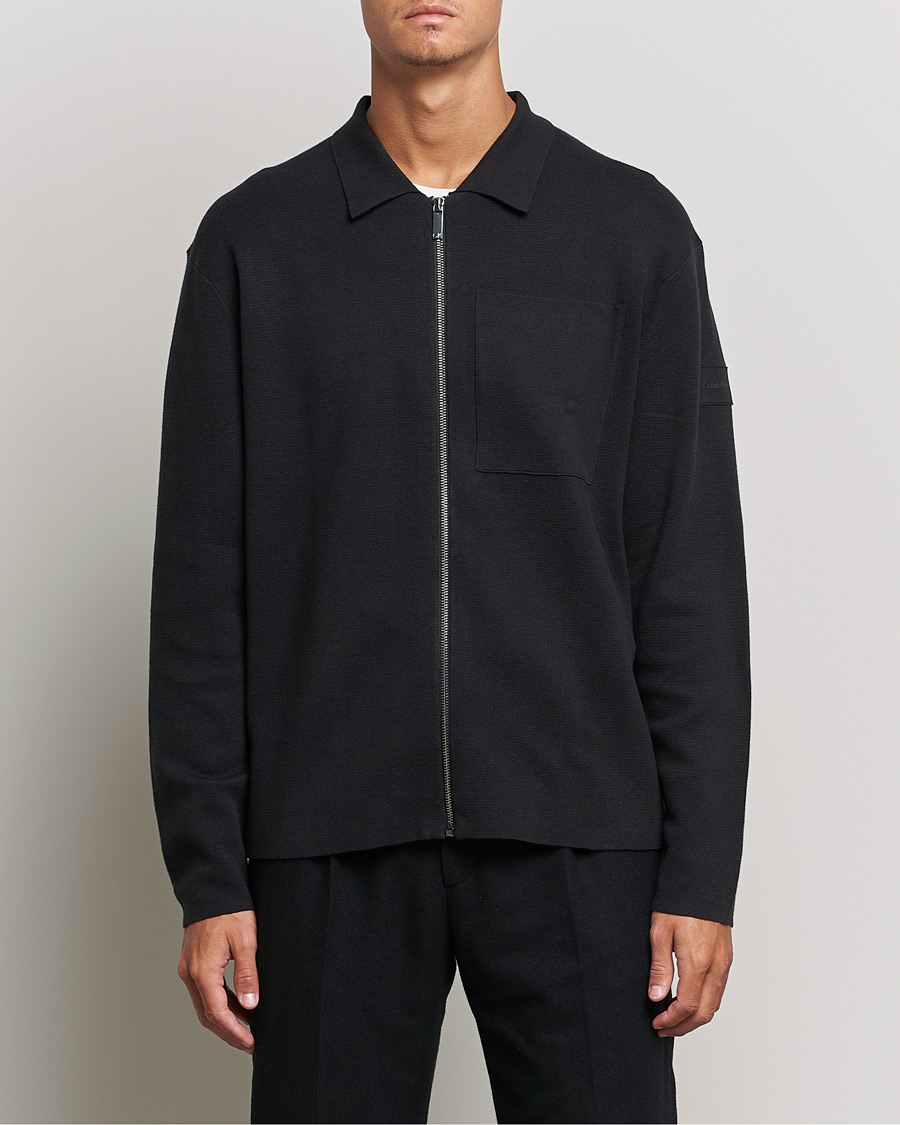 Heren | Truien | Calvin Klein | Milano Knitted Full Zip Sweater Black