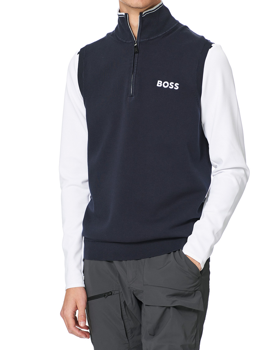 Heren | Truien | BOSS GREEN | Zolf Half Zip Vest Dark Blue