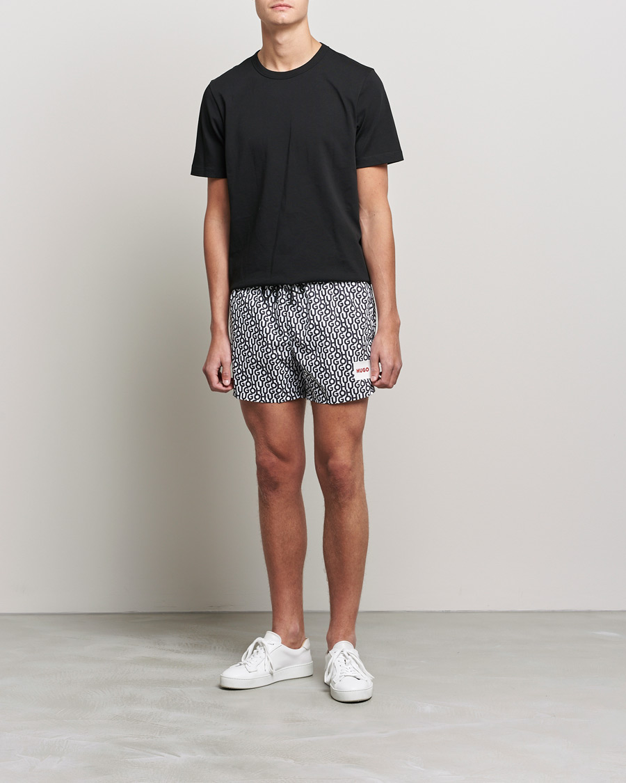 Heren | Zwembroek | HUGO | Jago Monogram Logo Swimshorts White