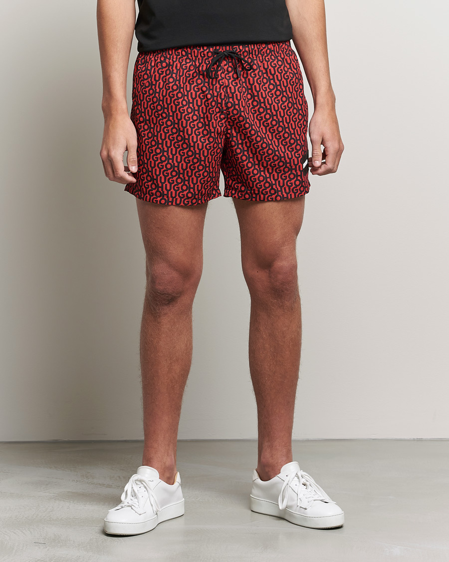 Heren | Zwembroek | HUGO | Jago Monogram Logo Swimshorts Red