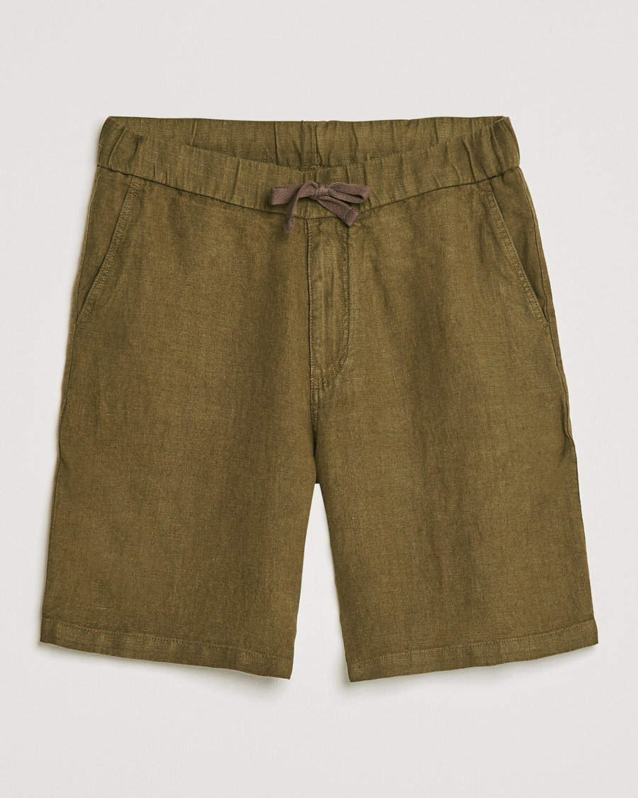 Heren | Korte broek | NN07 | Keith Drawstring Linen Shorts Dark Olive