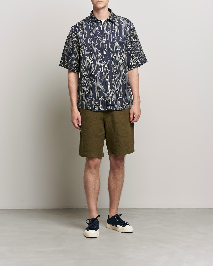 Heren | Korte broek | NN07 | Keith Drawstring Linen Shorts Dark Olive