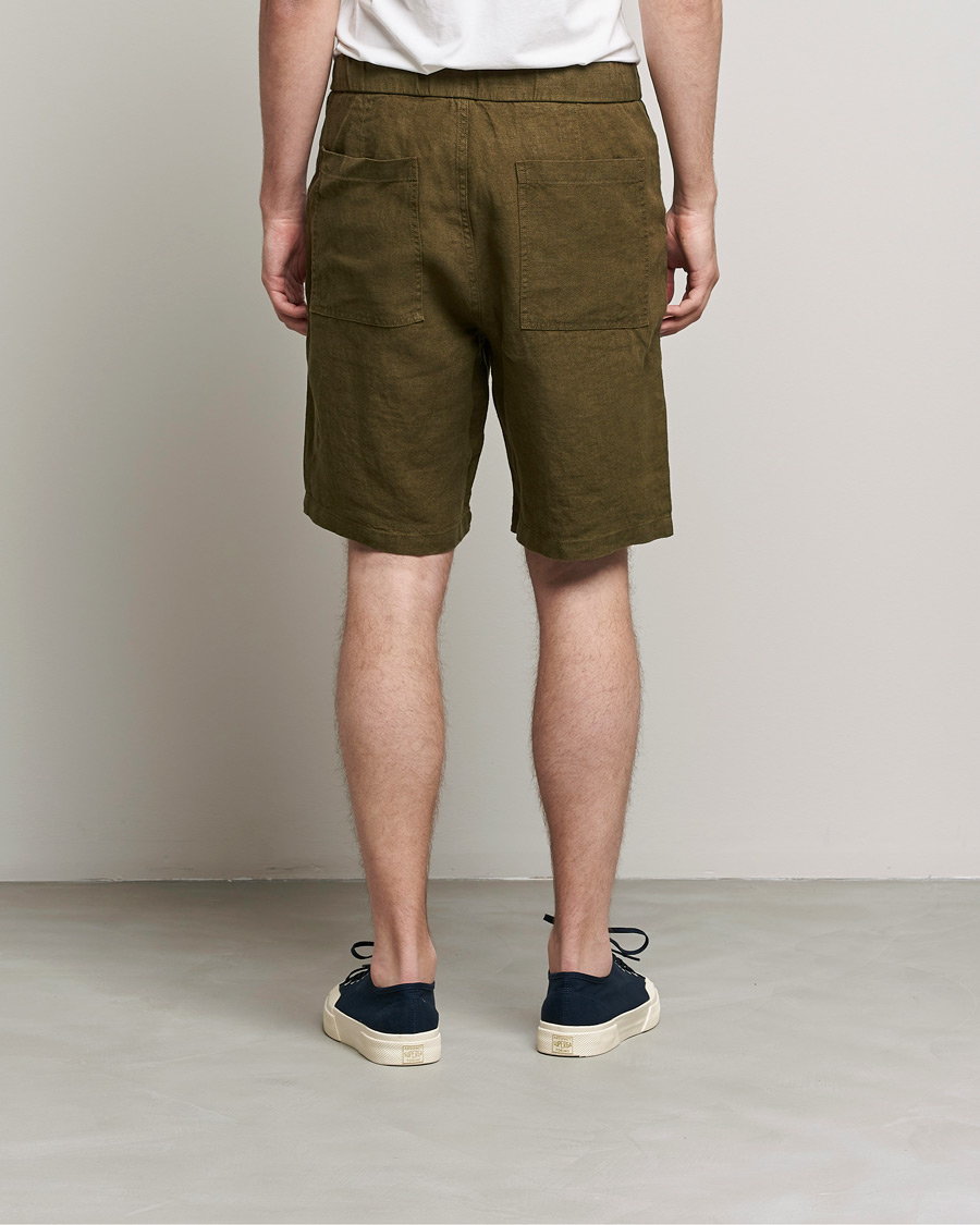 Heren | Korte broek | NN07 | Keith Drawstring Linen Shorts Dark Olive