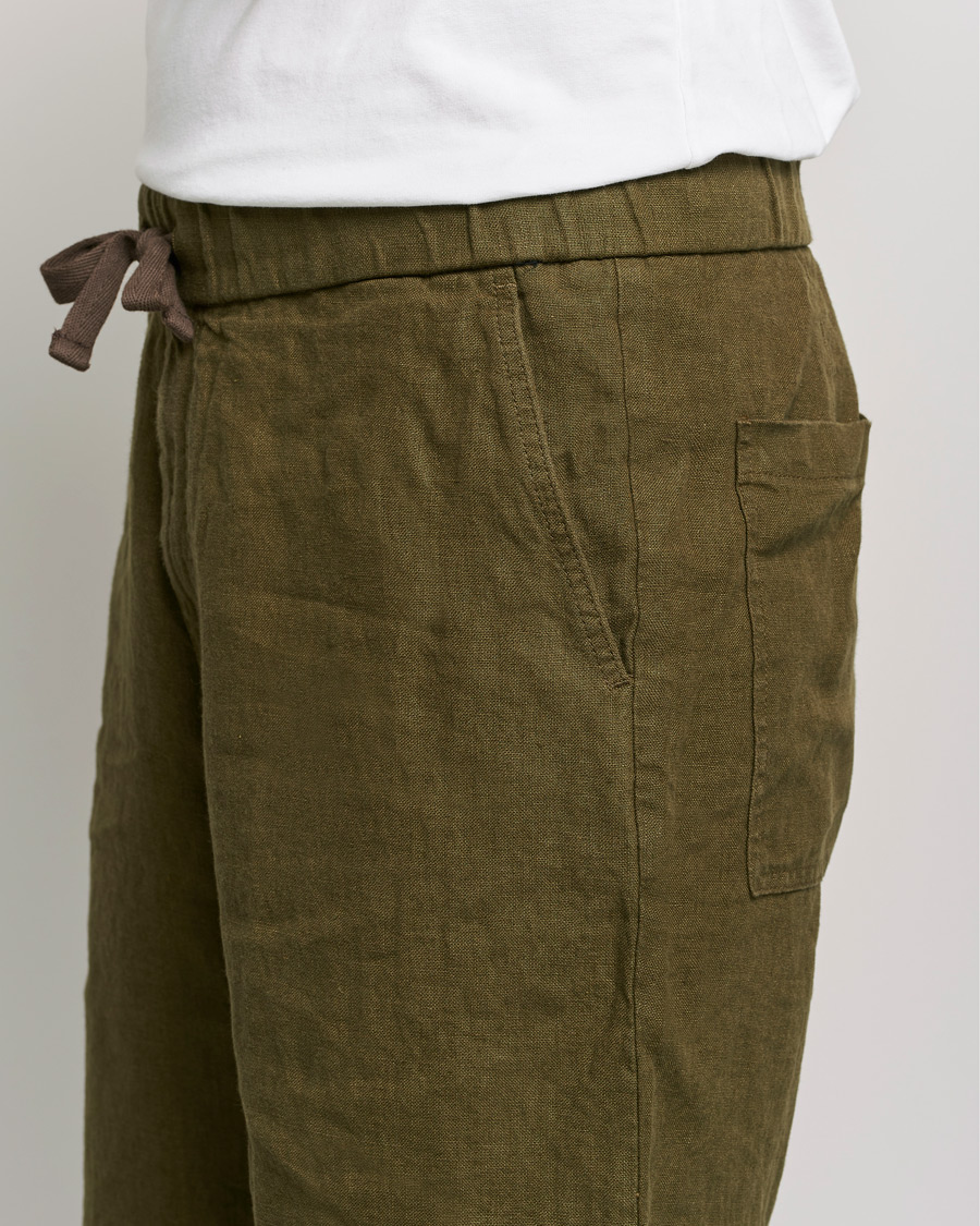 Heren | Korte broek | NN07 | Keith Drawstring Linen Shorts Dark Olive