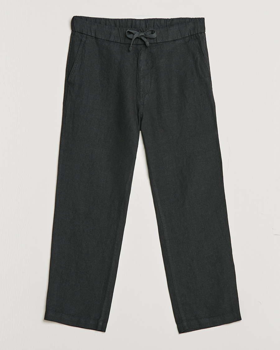 Homme | Pantalons | NN07 | Keith Drawstring Linen Trousers Black