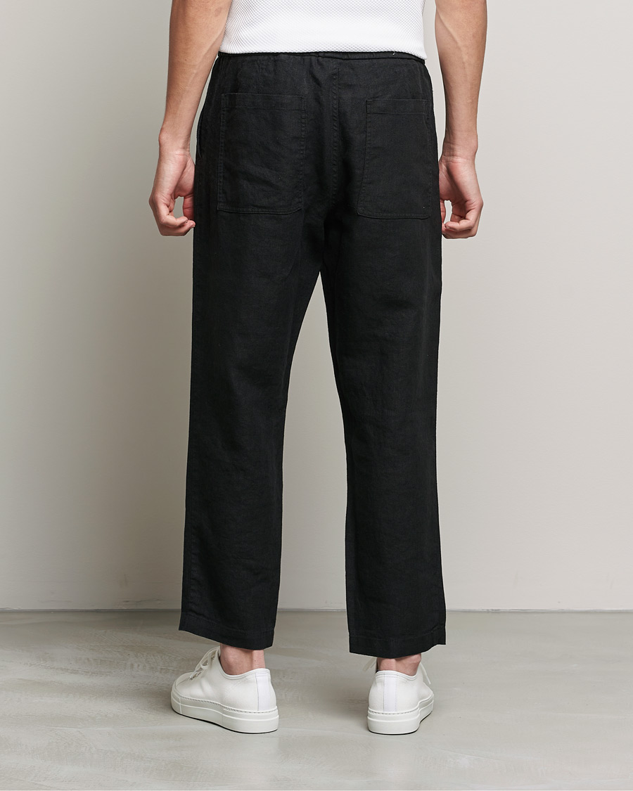 Homme | Pantalons | NN07 | Keith Drawstring Linen Trousers Black
