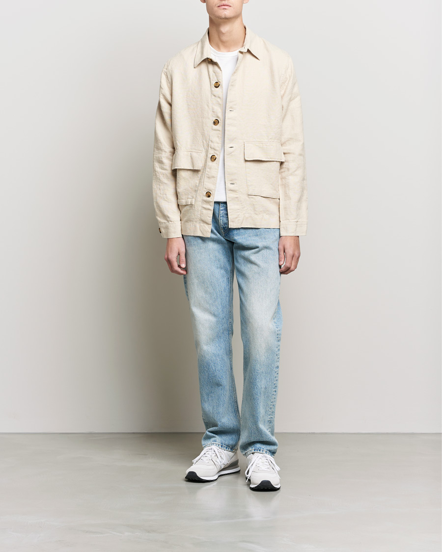 Homme | Chemises | NN07 | Cedric Heavy Linen Shirt Jacket Ecru