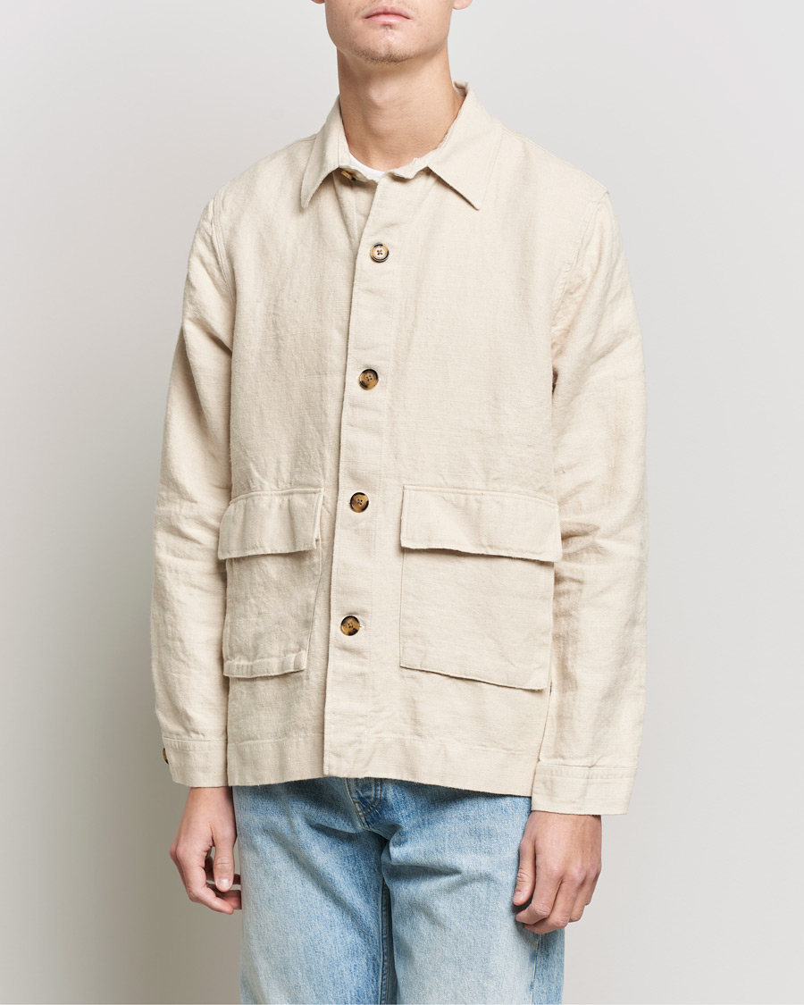 Homme | Chemises | NN07 | Cedric Heavy Linen Shirt Jacket Ecru