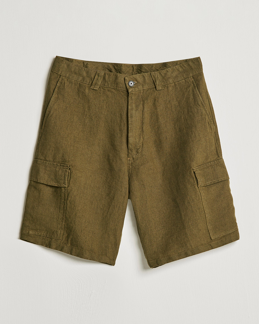 Homme | Shorts | NN07 | Arnie Cargo Linen Shorts Dark Olive