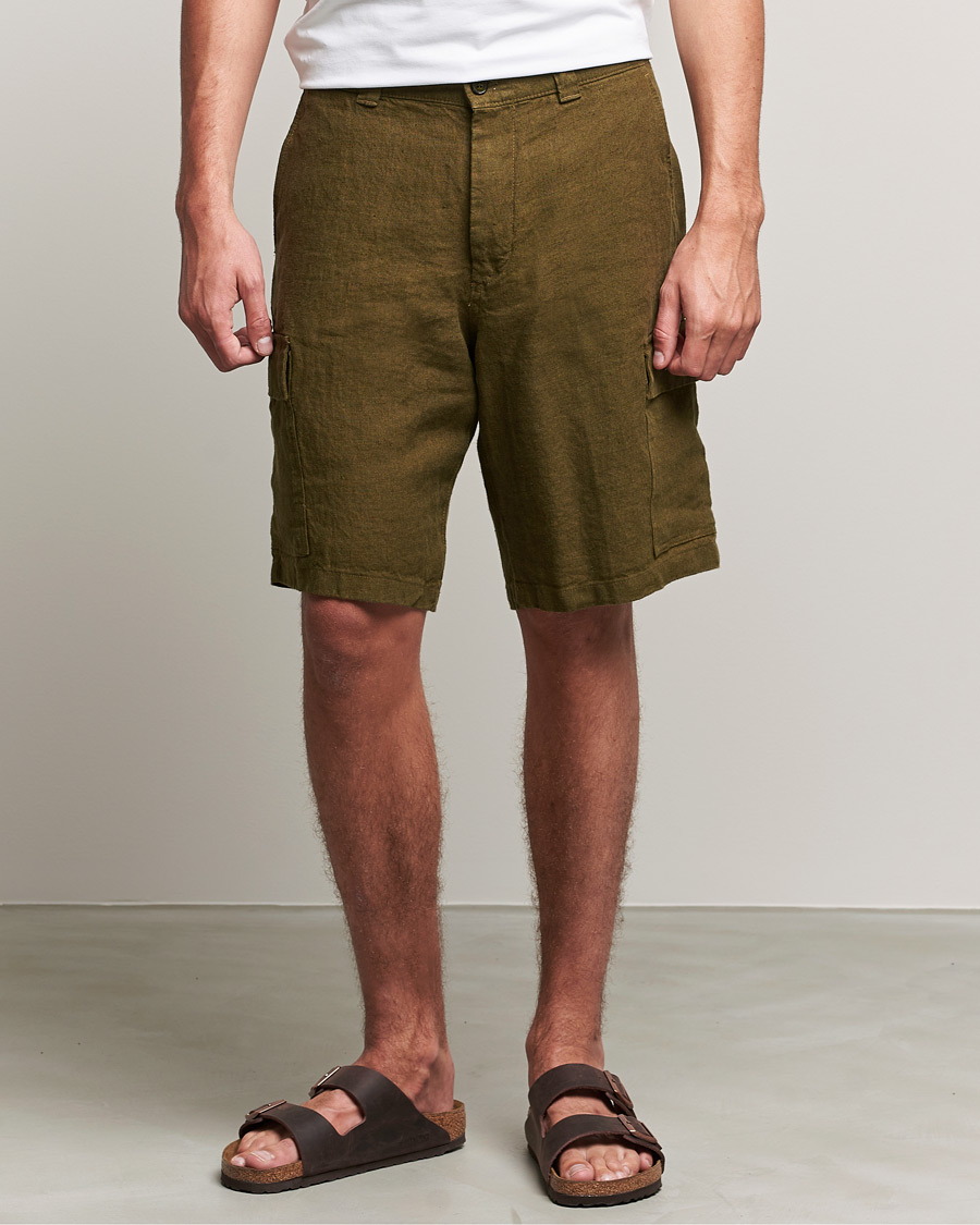 Homme | Shorts | NN07 | Arnie Cargo Linen Shorts Dark Olive