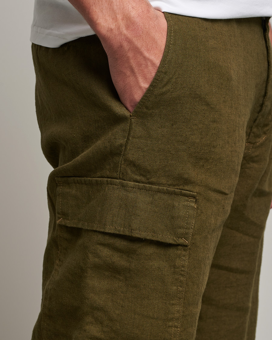 Homme | Shorts | NN07 | Arnie Cargo Linen Shorts Dark Olive