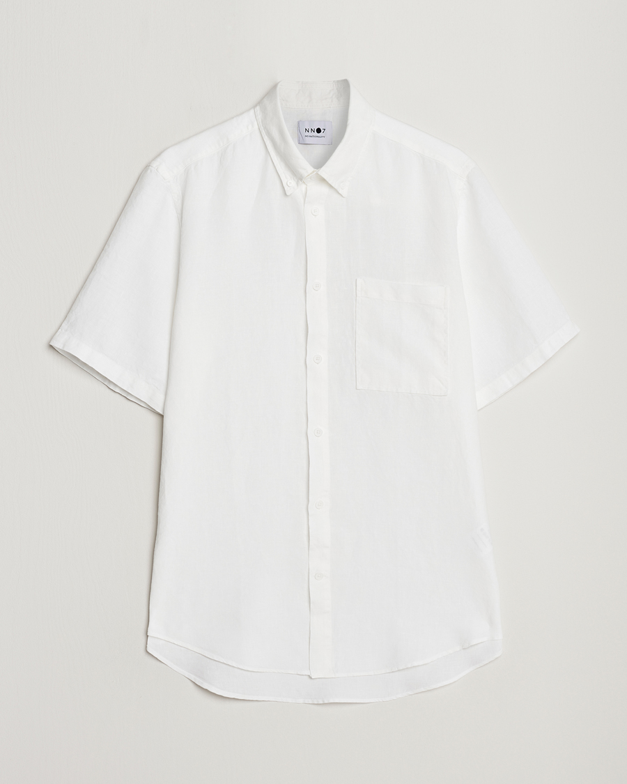 Heren | Overhemden | NN07 | Arne Linen Short Sleeve Shirt White