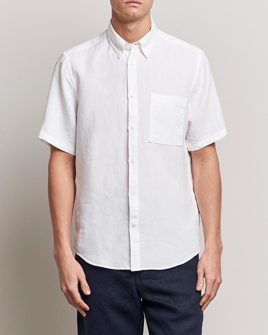 Heren | Overhemden | NN07 | Arne Linen Short Sleeve Shirt White