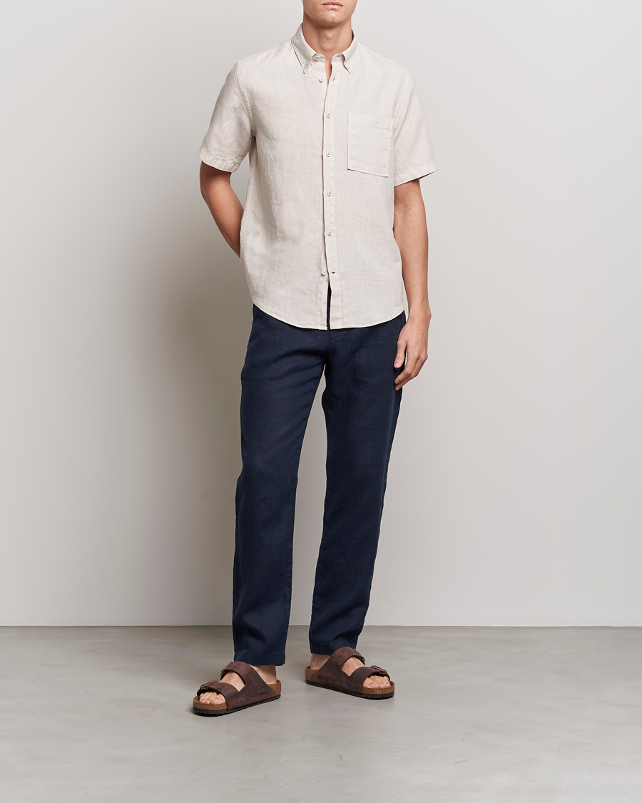 Homme | Chemises | NN07 | Arne Linen Short Sleeve Shirt Oat