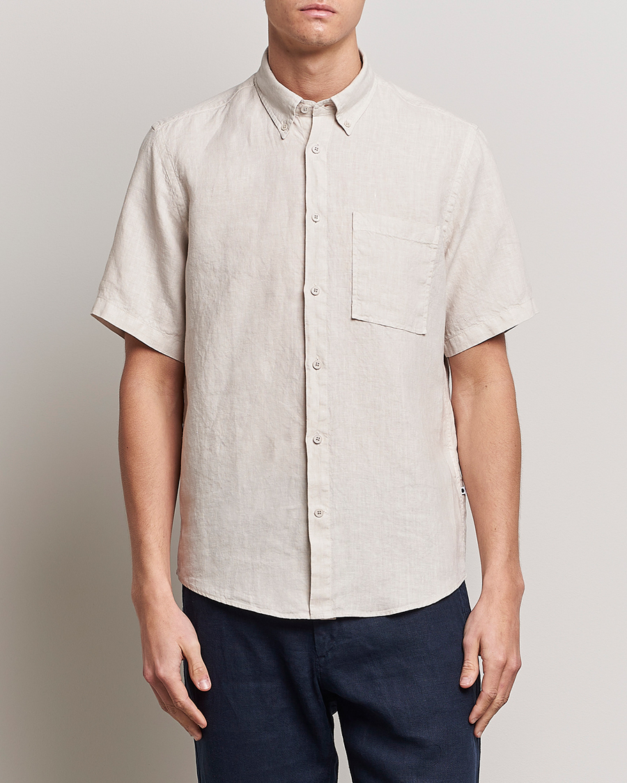 Homme | Chemises | NN07 | Arne Linen Short Sleeve Shirt Oat